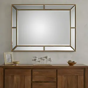 Wall Mirror Venetian Rectangular Shape with Gold Frame- H 110cm X W 80cm For Hanging in Living Room, Bedroom, Hallway