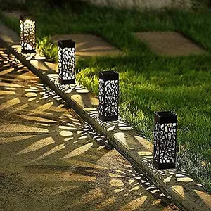 4pc Solar LED Garden Lights Waterproof Light Black Silhouette Solar Powered