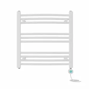 Right Radiators Prefilled Thermostatic Electric Heated Towel Rail Curved Bathroom Ladder Warmer - White 600x600 mm