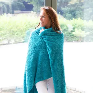 Snug Rug Blanket Luxury Sherpa Fleece Sofa TV Throw Gift Blankets 127x178cm - Teal