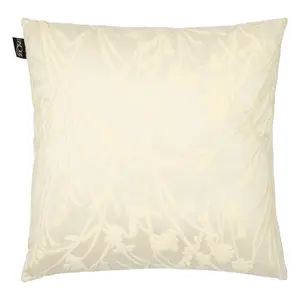 Ivory Floral Embossed Filled Decorative Throw Cushion - 45 x 45cm