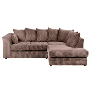 Lennox Jumbo Cord Corner Sofa Right hand facing Chaise Chocolate