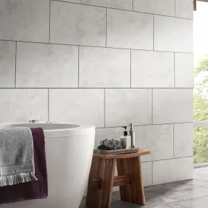 Troy Oscano Light Grey Matt Stone effect Ceramic Wall & floor Tile Sample