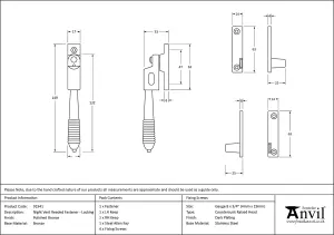 From The Anvil Polished Bronze Night-Vent Locking Reeded Fastener