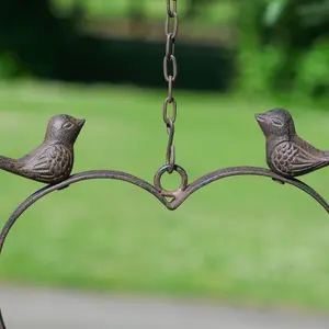 Vintage Style Cast Iron Hanging Heart Bird Dish Sunflower Garden Bird Feeder Seed Nut Mealworm Bird Feeding Station Tray