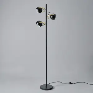 Litecraft Eyeball 3 Light Matte Black Adjustable Floor Lamp