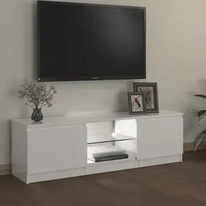 Labonte  TV Cabinet with LED Lights 120x30x35,5 cm High Gloss White