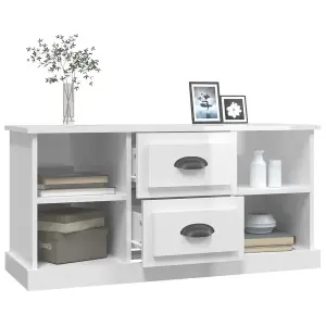 Berkfield TV Cabinet High Gloss White 99.5x35.5x48 cm Engineered Wood