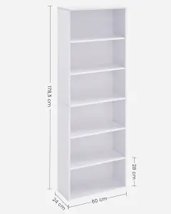 VASAGLE 6-Tiered Bookshelf, Modern Bookcase, Storage Organizer Rack, for Living Room, Study, Office, Bedroom, Cloud White