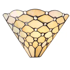 Luminosa Pearl 1 Light Indoor Wall Uplighter Dark Bronze with Tiffany Glass, E14