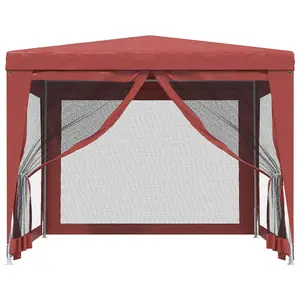 Berkfield Party Tent with 4 Mesh Sidewalls Red 3x3 m HDPE