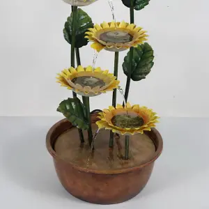 Primrose Potted Sunflower Tiered Cascading Zinc Water Feature