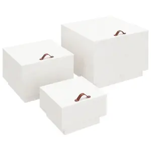 Berkfield Storage Boxes with Lids 3 pcs White Solid Wood Pine