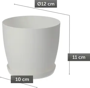 Plant Pots Flower Planter 6 Colours 8 sizes Matt Plastic Pot + Saucer Tray Deco White 12cm