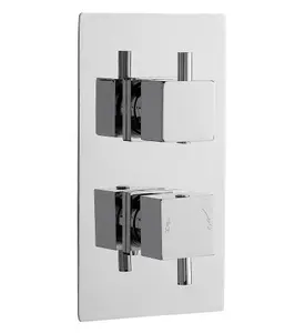 Square Concealed Twin Thermostatic Shower Valve (1 Outlet) - Chrome