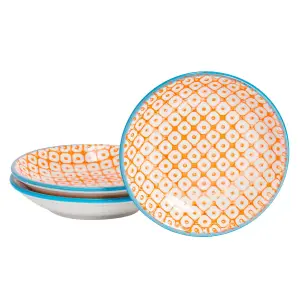 Nicola Spring - Hand-Printed Sauce Dishes - 10cm - Orange - Pack of 3