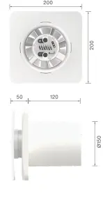 Samika low energy 150mm fan, with SMART humidistat & timer