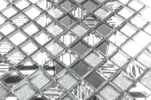 Glass mosaic on mesh for bathroom or kitchen 300mm x 300mm - Moon Light Mirror