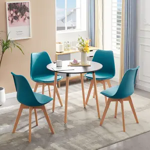 4 - Person Dining Set Turquoise Blue / Black