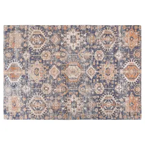 Cotton Area Rug 140 x 200 cm Blue and Red KURIN