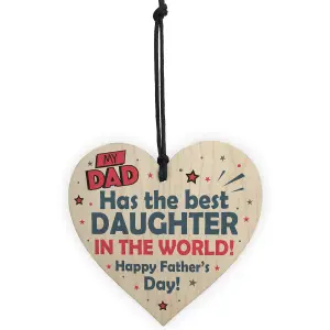 Red Ocean Fathers Day Gift From Daughter Novelty Wooden Heart Sign Gifts For DAD Him