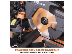 Evolution 052-0001A R255SMS+ Pro Multi-Material Sliding Mitre Saw 255mm 2000W 240V EVLR255SMS