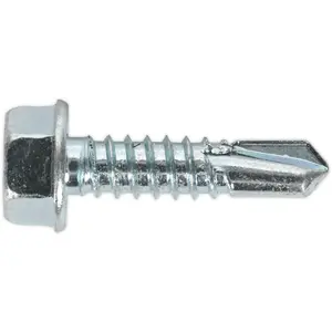 100 Pack Zinc Plated Self Drilling Hex Head Screws - 6.3 x 25mm Fixings