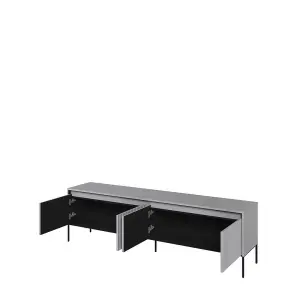 Trend 06 TV Cabinet in Grey Matt - Ripple Front & Push-to-Open System - W1930mm x H560mm x D400mm