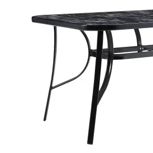 Rectangular Garden Tempered Glass Marble Coffee Table with Umbrella Hole 150cm