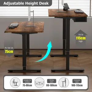 MCC Direct Height Adjustable Electric Standing Computer Desk for Sitting or Standing USB A Charger Point 100cm White - Easton Desk