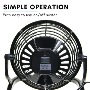 Ex-Pro Mini 4 Inch Ultra Quiet Desktop Cooling USB Fan with Tilting Design