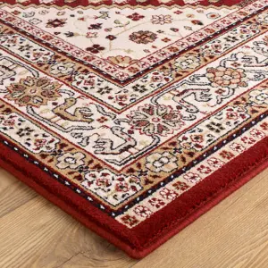 Traditional Persian Easy to Clean Bordered Floral Geometric Wool Rug for Living Room and Bedroom-240cm X 340cm