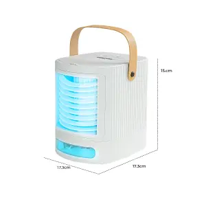 Geepas Portable Air Cooler 4 in 1 Mobile Mini Air Conditioner Fan, Humidifier with Multicolour LED Lights