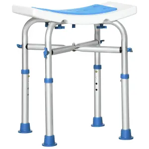 HOMCOM Adjustable Shower Stool with Foot Pads for Elderly Disabled Blue