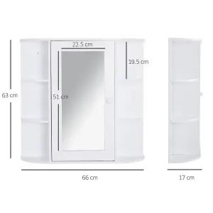 HOMCOM Wall Mounted Bathroom Cabinet w/ Mirror Single Door Storage Shelves