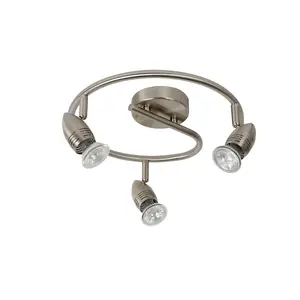 Lucide Caro-Led Modern Ceiling Spotlight 31cm - LED - GU10 - 3x5W 2700K - Satin Chrome