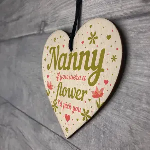 Red Ocean Gifts for Nanny Nan Grandma Wooden Heart Plaque Birthday Gifts For Nanny Gifts From Grandchildren