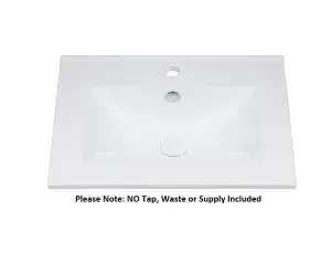 600 Vanity Unit Sink Wall Cabinet with Basin & Compact Drawers White Gloss Oak Arub