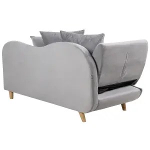 Left Hand Velvet Chaise Lounge with Storage Light Grey MERI II