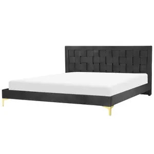 Velvet EU Super King Size Bed Black LIMOUX