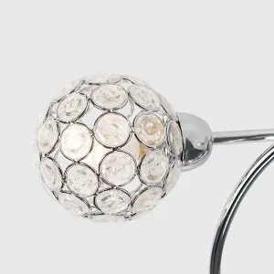 ValueLights Ducy Contemporary 3 Way Silver Chrome Swirl Design Flush Ceiling Light with Stunning Acrylic Jewel Globe Shades