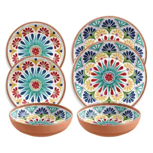 Purely Home Rio Medallion 6 Piece Melamine Dinnerware Set for 2