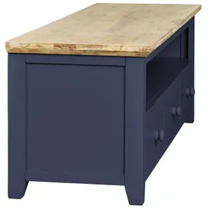 Florence Navy Blue TV Stand with 3 Drawers and Shelf