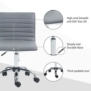 HOMCOM Armless Mid-Back Adjustable Office Chair with 360 Swivel Light Grey