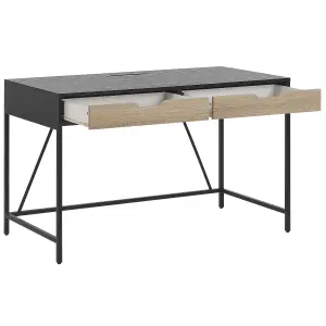 Home Office Desk with Storage Black JENA