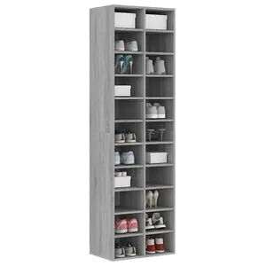 Berkfield Shoe Cabinet Grey Sonoma 54x34x183 cm Engineered Wood