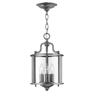 Elstead Gentry 3 Light  Small Ceiling Lantern Pendant Pewter, E14