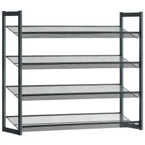 SONGMICS  Shoe Rack, 8-Tier Stackable Shoe Storage Shelf, Metal Shoe Organiser With Adjustable Flat Or Angled Shelves