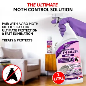 Aviro Moth Killer - Hanging Moth Repellent For Wardrobes & Drawers With Natural Lavender Scent. Kills & Protects. 2 Pack