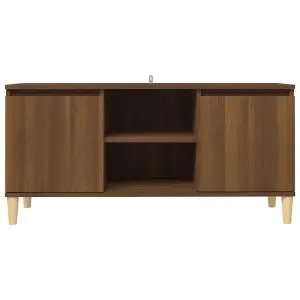 Berkfield TV Cabinet with Solid Wood Legs Brown Oak 103.5x35x50 cm